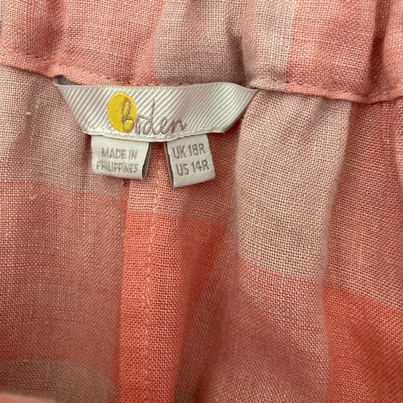 Boden Pull-on Linen Midi Skirt in Tonal Pink Gingham 14 - Picture 2 of 5